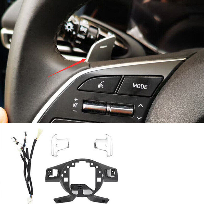 for Hyundai for Elantra 2021-2023 Black Silver Car Steering Wheel Paddle Shifters 3X