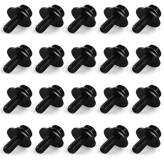 20X Car Body Bolts- M6-1.0 x 16mm Long- 17mm Washer- 10mm Hex- 20 bolts- J180