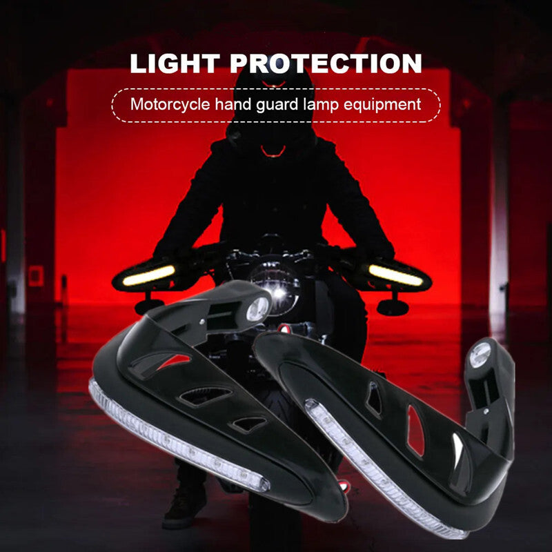 2Pcs Motorcycle White Turn Signal LED light Handguard Protector Windproof Cover