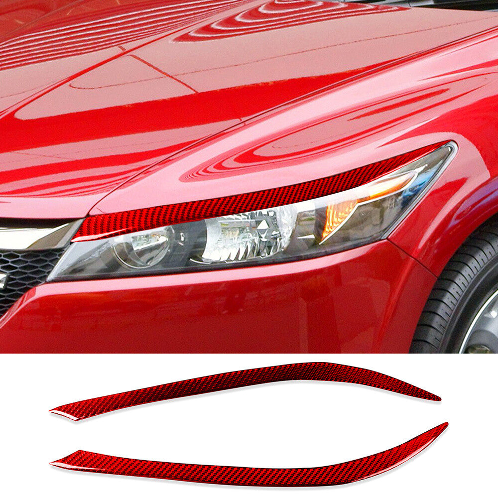 Red Carbon Fiber Front Headlight Eyelids Eyebrow Trim for Honda Stream 2006-2008