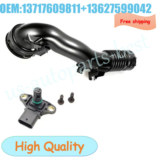 Air Turbocharger Pipe Hose Duct With Sensor Kit for BMW 535i 640i 740i X5 X6