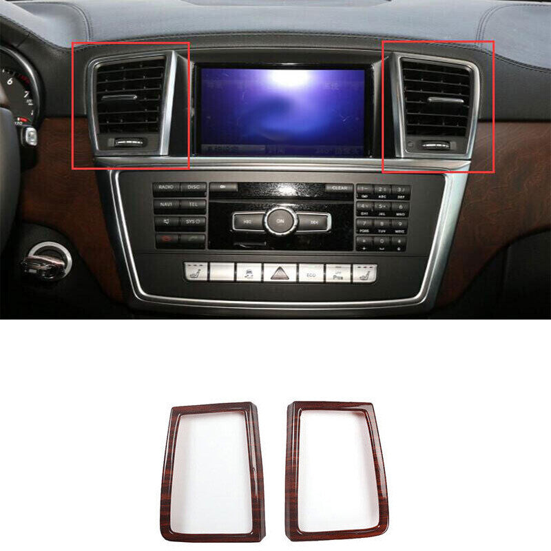 for Benz GL ML 2012-2015 Red Wood Grain Middle Air Outlet Vent Cover Trim 2PCS