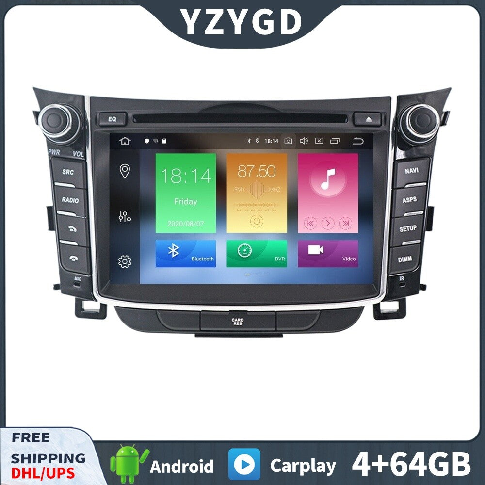 for Hyundai I30 for Elantra GT 2011-2017 Screen Android Car Radio Stereo Carplay GPS
