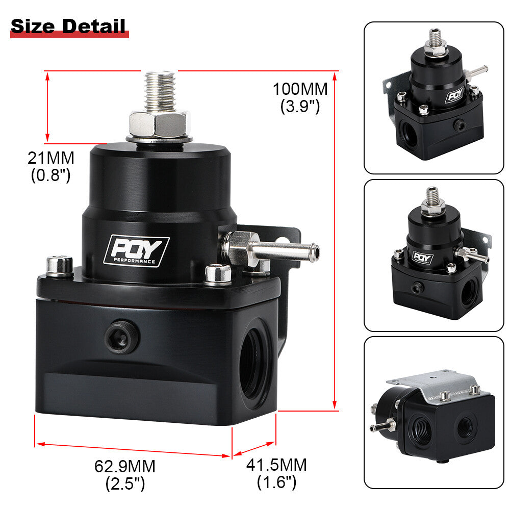 Fuel Inject Pressure Regulator W/ Boost Gauge 3-70 psi 6AN EFI Kit AN6 Fittings