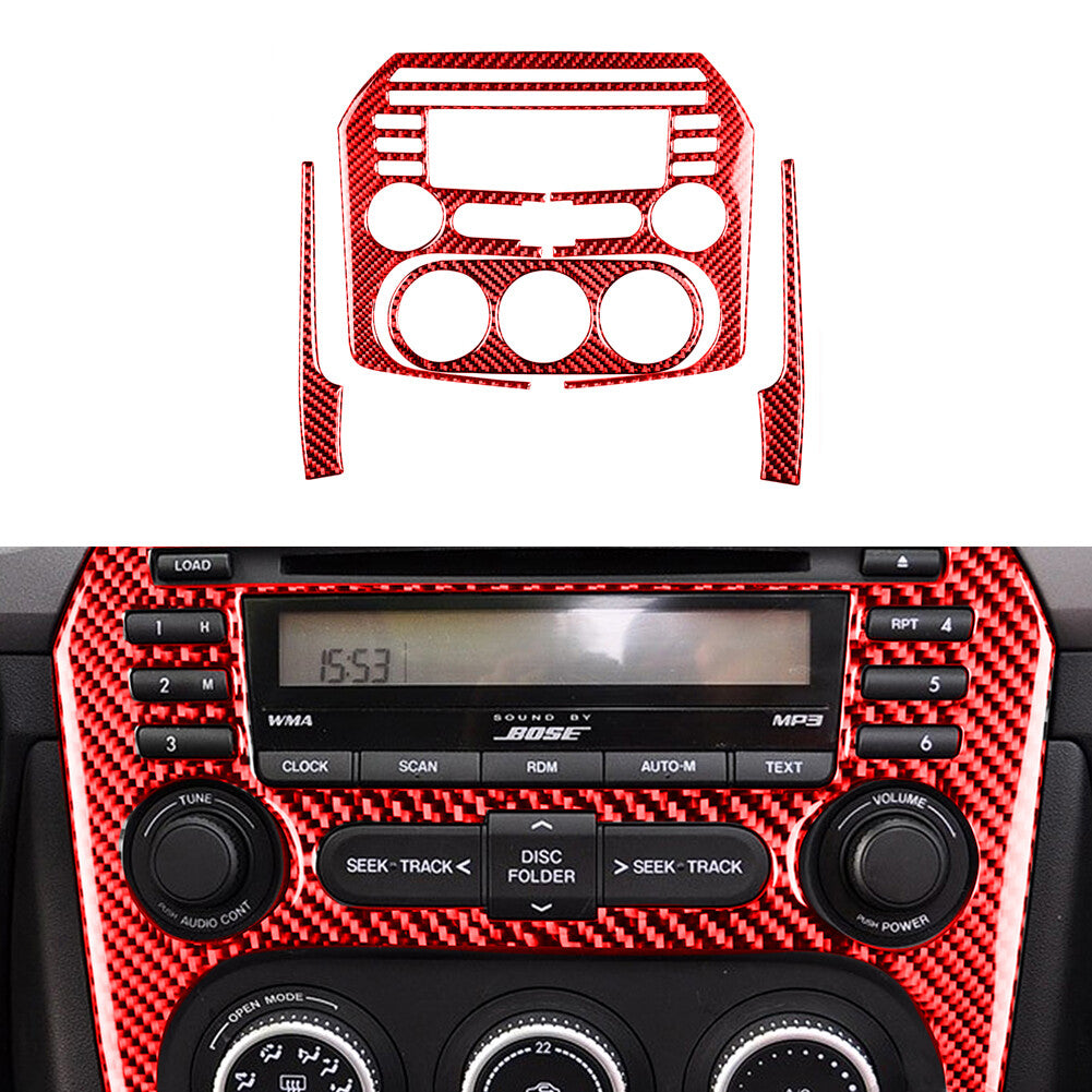 Red Carbon Fiber Central Console CD Cover Trim for Mazda MX-5 Miata 2009-2015