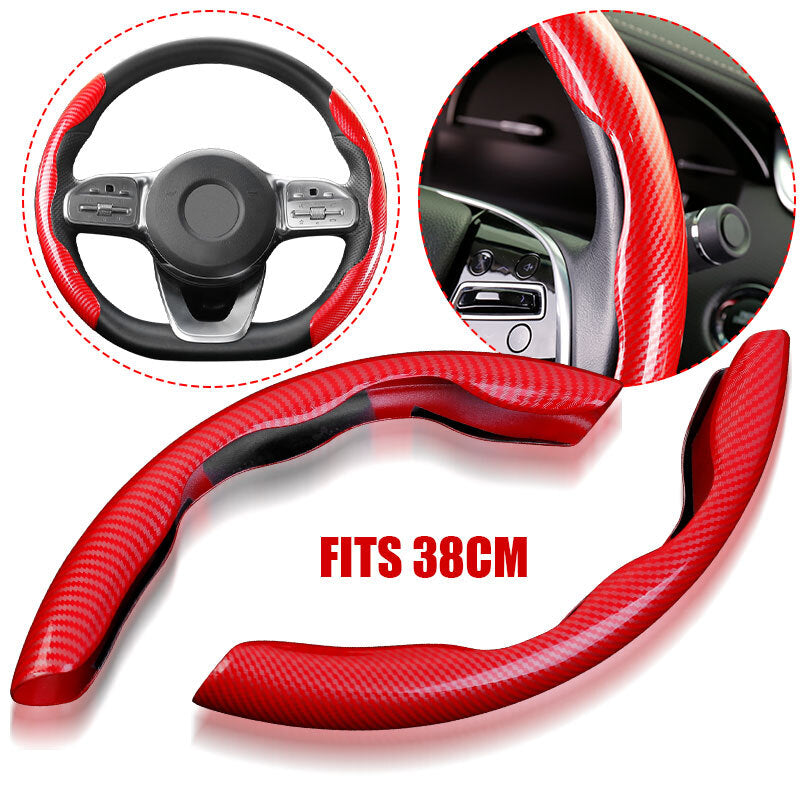 Red Carbon Fiber Universal Car Steering Wheel Booster Cover NonSlip Accessory