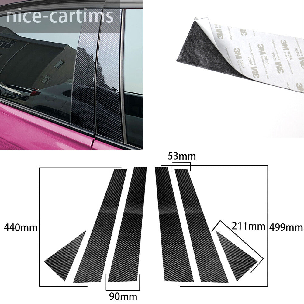 6Pcs Carbon Fiber Door Window Pillar Posts Panel Cover Kit for Audi Q5 2012-2018