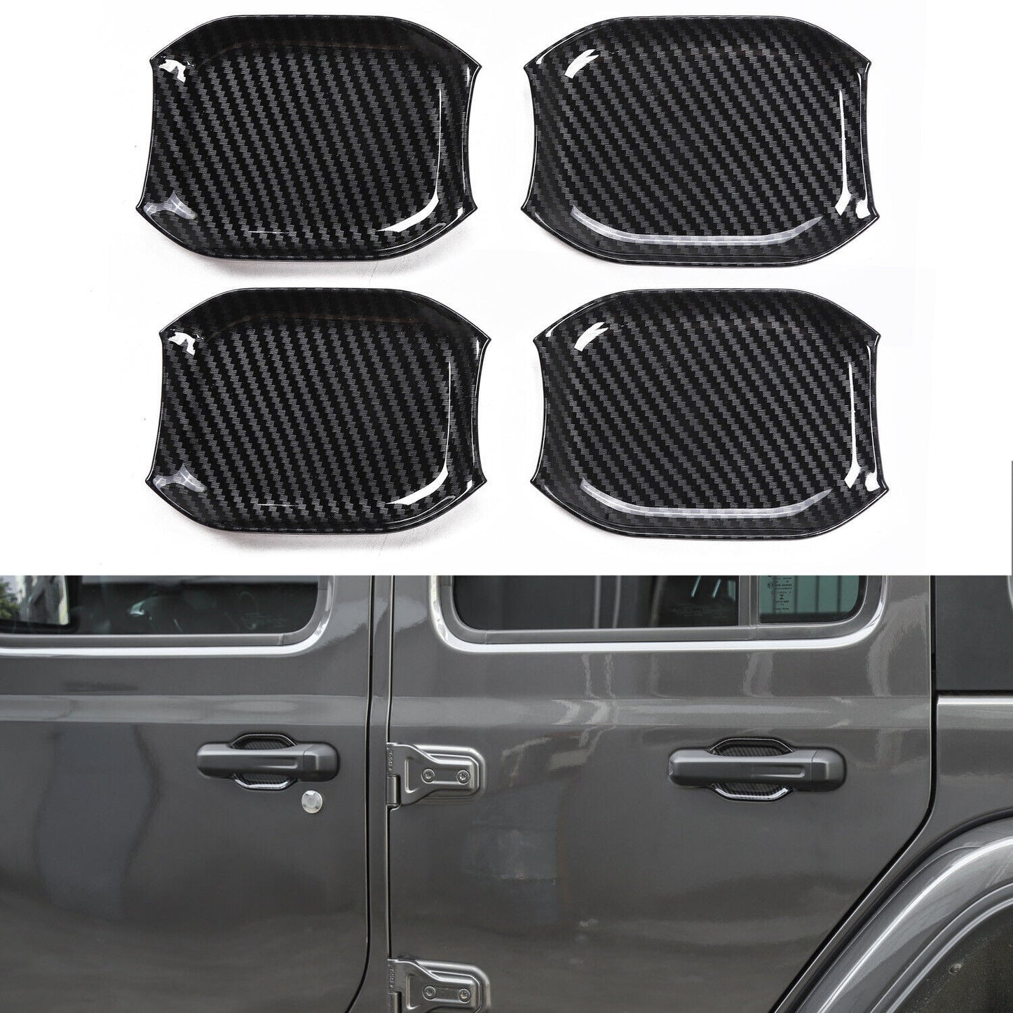 Outdoor Door Handle Bowl Cover Trim for Jeep for Wrangler JL 2018-2020 Carbon Fiber