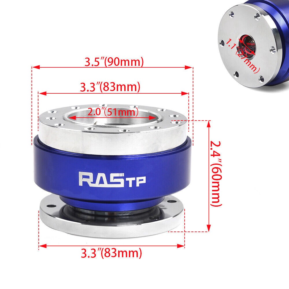 12.5 Universal Blue D Shape Racing Steering Wheel w/ Quick Release Adapter Kit