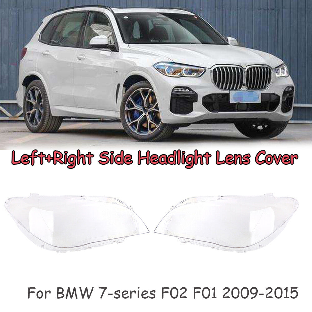 2-Piece Headlight Cover for BMW 7 Series F01 F02 2009 - 2015 Headlight Lens Transparent