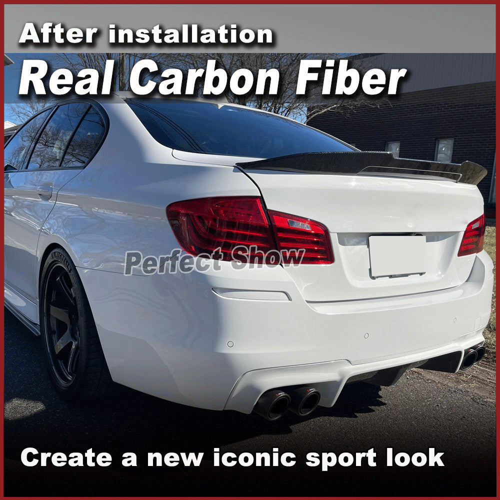 for BMW F10 F18 525i 520i M5 Sedan 2010-2016 REAL Carbon Rear Trunk Wing Spoiler