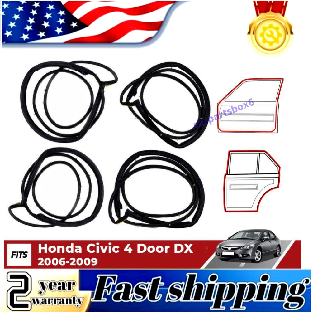 Door Weatherstrip 4-Piece Slence Open-End Washers for Honda for Civic 2006 - 2011