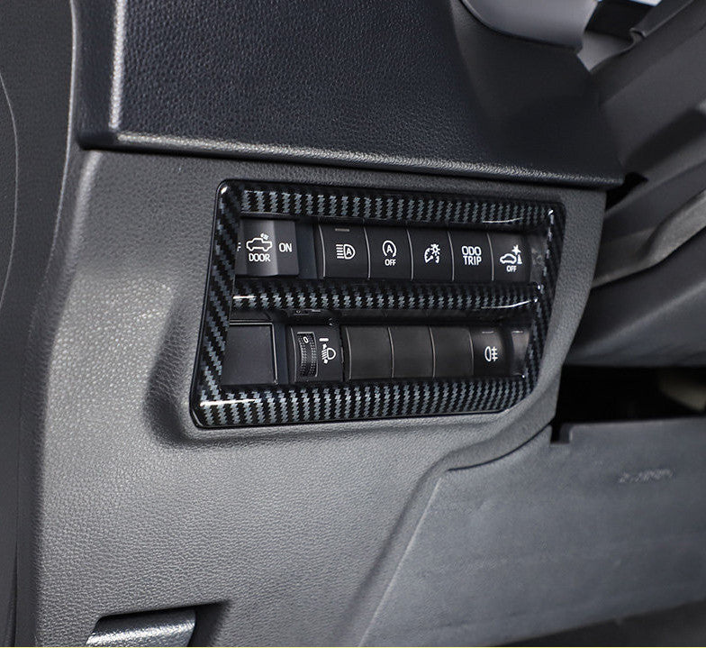 Carbon fiber headlight switch button frame trim for 2022 and 2023 for Toyota Tendera (1 piece)