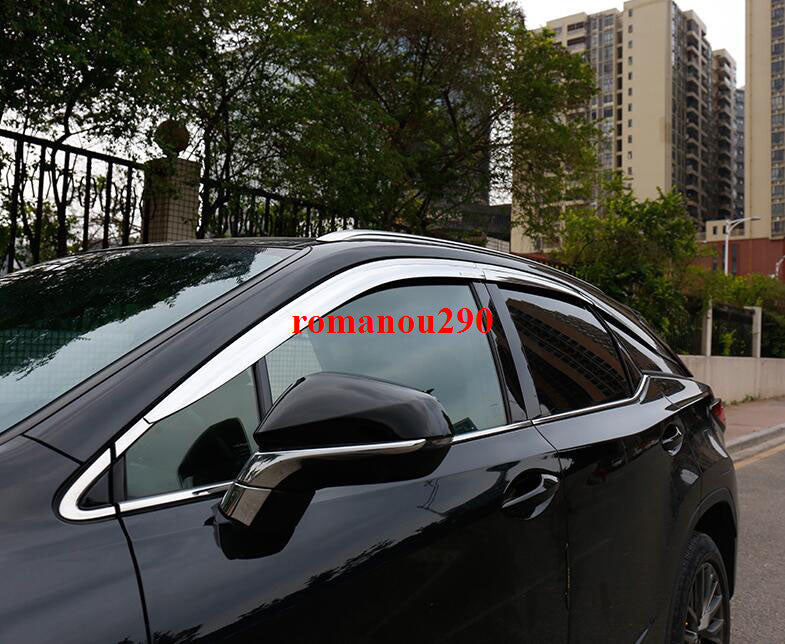for Lexus RX350 450h 2016-22 Chrome Window Visors Sun Rain Guard Vent Deflectors