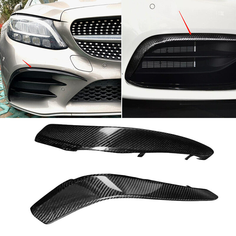 for Benz W205 S205 C63S AMG Carbon Fiber Front Bumper Spoiler Air Intake Cover