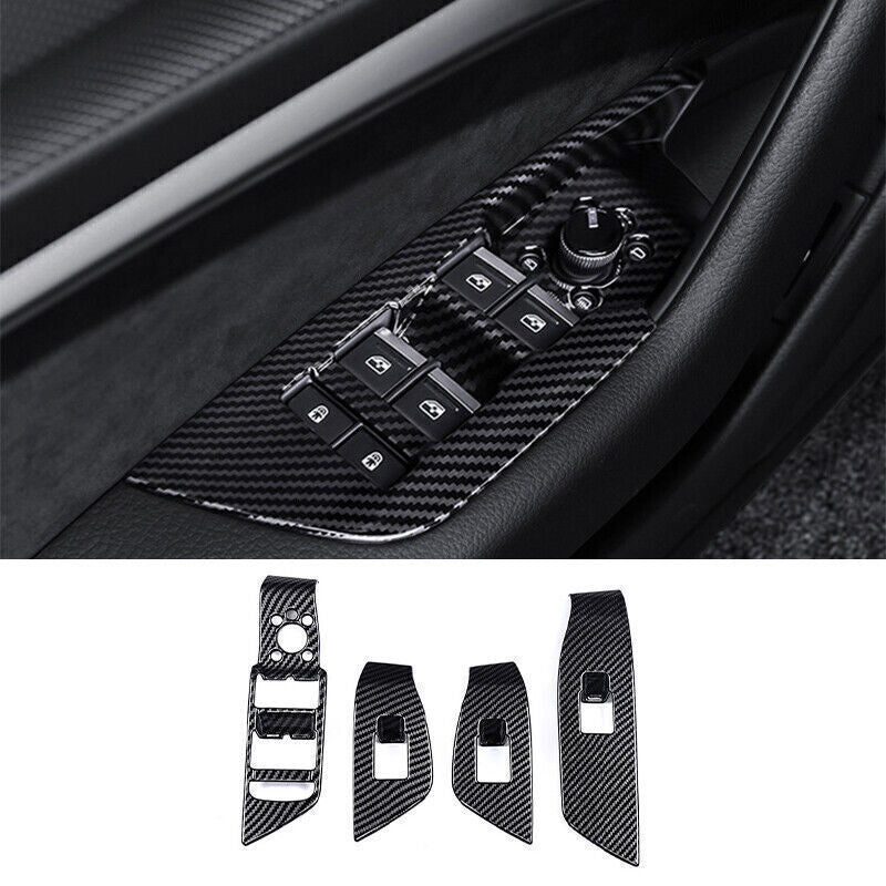 for Audi A4 A5 2017-2024 ABS Carbon Fiber Window Lift Panel Switch Cover Trim 4P