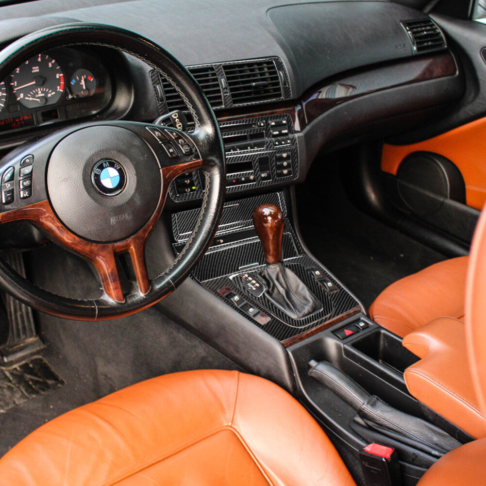 8x Carbon Fiber Center Control Decorative Cover Trim for BMW 3 Series E46 98-05