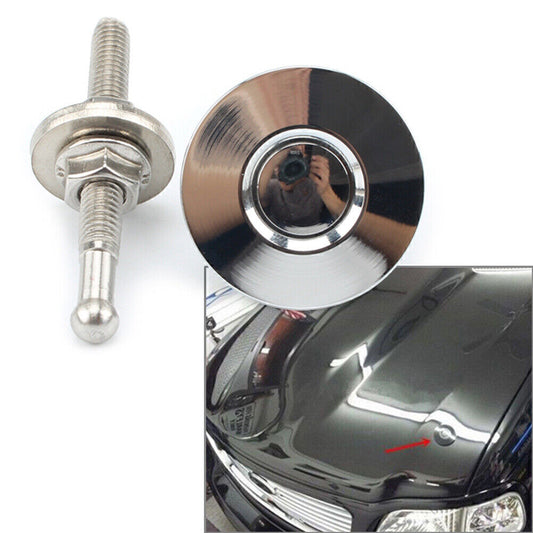 Car Push Button Quick Release Hood Bonnet Pins Lock Clip Bumper Latch Kit Silver