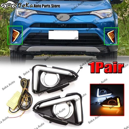 1 pair of for Toyota RAV4 2016-2018 LED daytime running lights, fog lights, and turn signals.