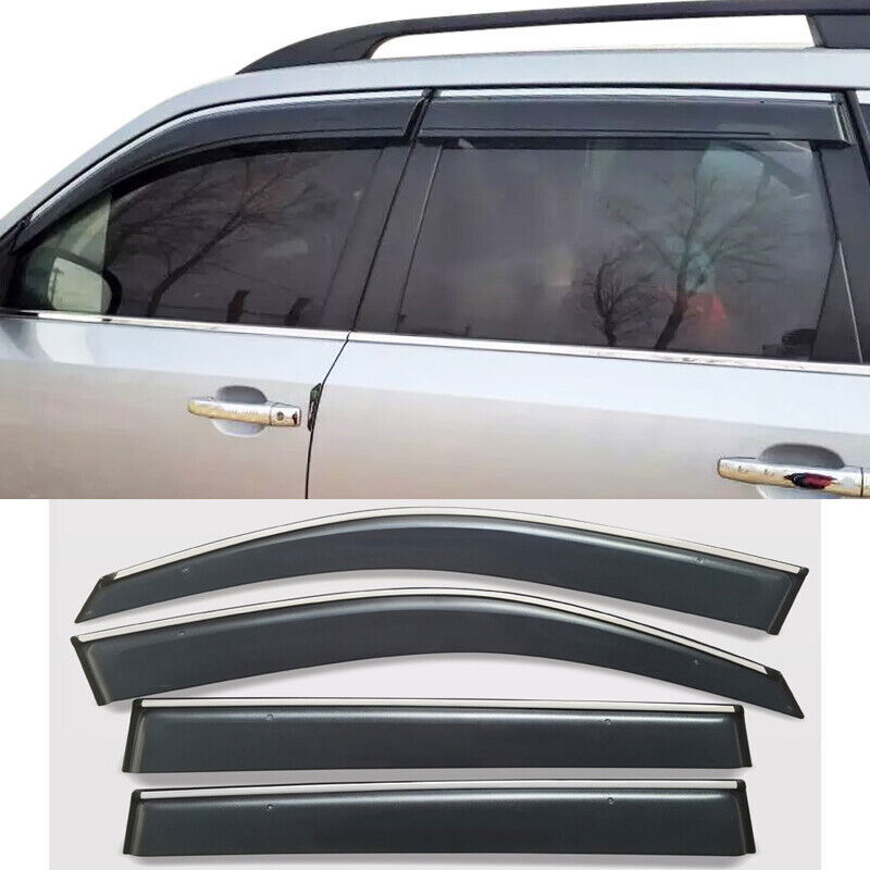 for Subaru Forester 2009-13 Window Visors Sun Rain Guard Deflector W/Chrome Trim