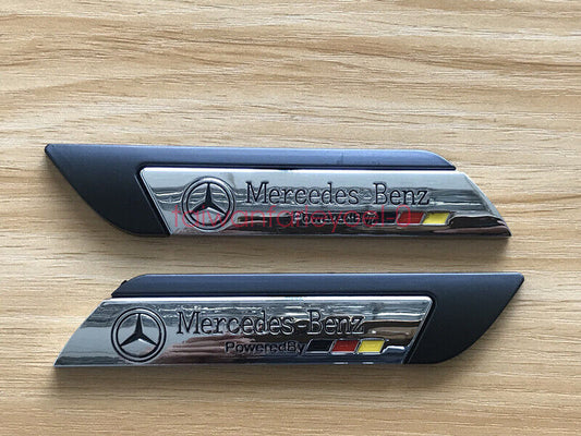 2 Metallic Black Fender Badge Decals for Mercedes-Benz
