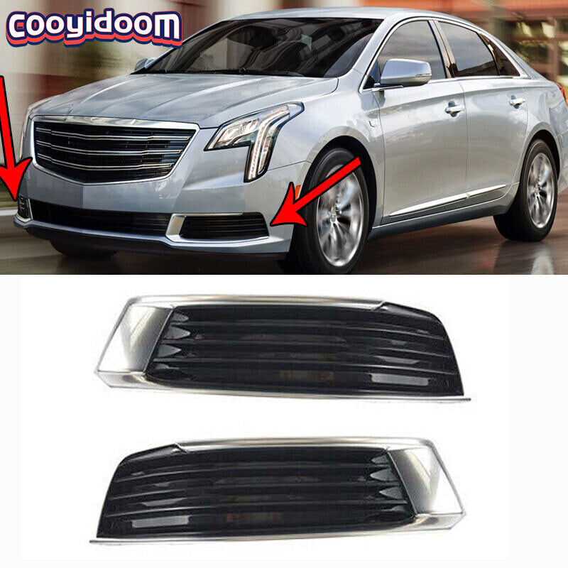 for Cadillac XTS 2018-2019 GL 2PCS Chrome Front Fog Light Lamp Cover Trim
