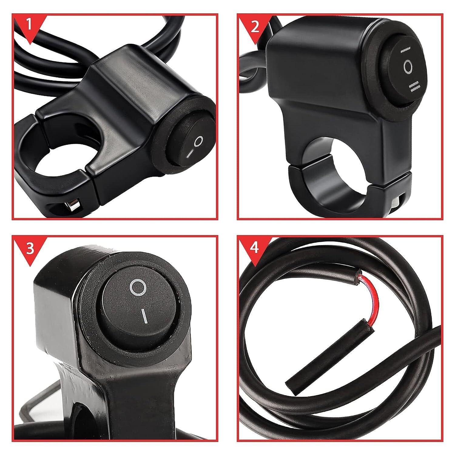 12V Motorcycle Switch Handlebar 22mm for Fog Light Brake Handlebar Switch black