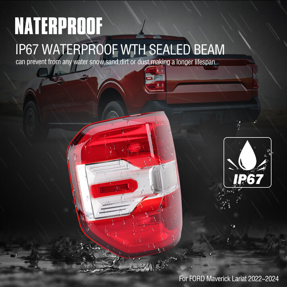 The left-side LED taillight and rear brake light are compatible with the for Ford Maverick Lariat 2022-2024.