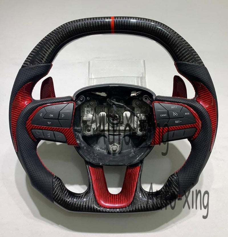 Paddle+Trim+Carbon Fiber Steering Wheel for Dodge Charger for Challenger SRT RT 15+