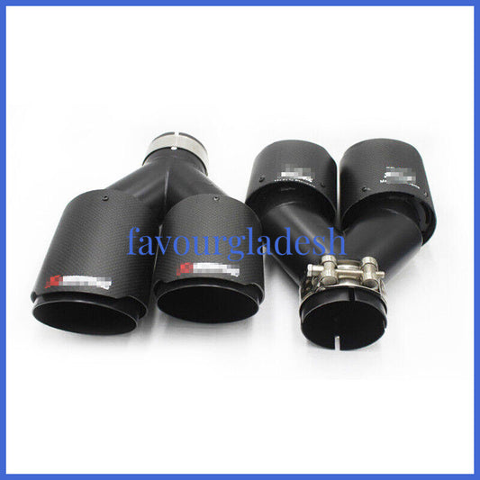 2PCS Akrapovic Real Carbon Fiber Exhaust Tip Dual Pipe ID:2.5 63mm OD:3.0 76mm