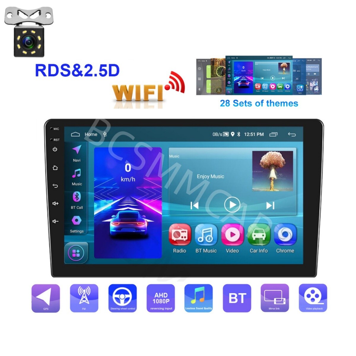 Android 13 10in 2 Din Car Radio Stereo For CarPlay GPS Navigation WIFI Bluetoot