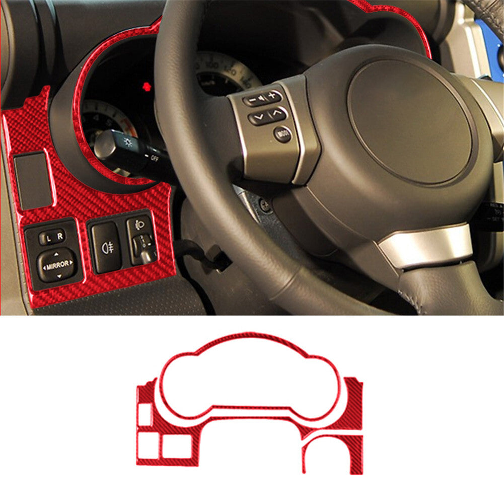 3Pcs Red Dashboard Frame Cover Trim Carbon Fiber for Toyota FJ Curiser 2007-2021