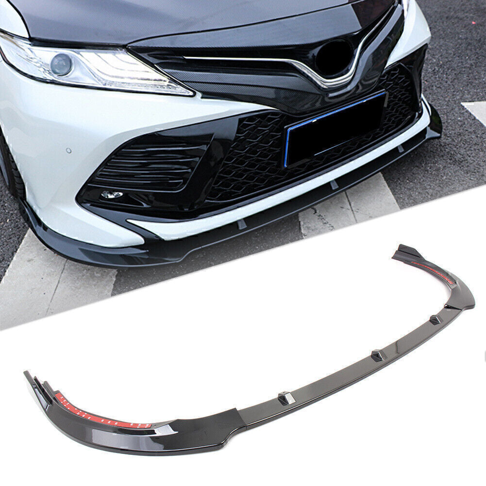 3Pcs Gloss Black Car Front Bumper Lip Cover Trim Fit for Toyota for Camry 2018 SE ABS