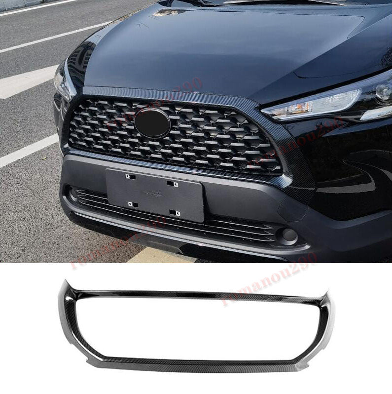 for Toyota for Corolla Cross 2022 Carbon Fiber ABS Front Grille Bezel Frame Trim 1Pc