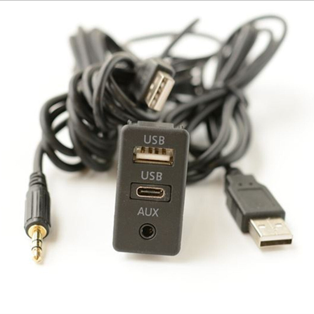 Car Dash Flush Mount AUX Port 1.5M Panel Dual USB Extension Cable Adapter