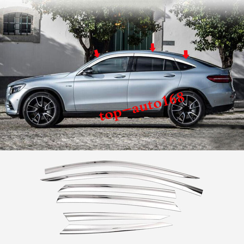 for Benz GLC-Class Coupe 17-23 Chrome Window Visor Sun Rain Guard Vent Deflector