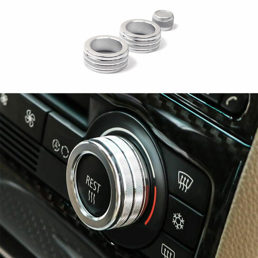 For 2005-2012 for BMW 3-Series E90 Silver Aluminum Console AC Knob Ring Cover Decor