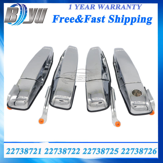 4P Chrome Exterior Door Handle Set for Chevy Tahoe for GMC for Yukon for Sierra Denali 07-13