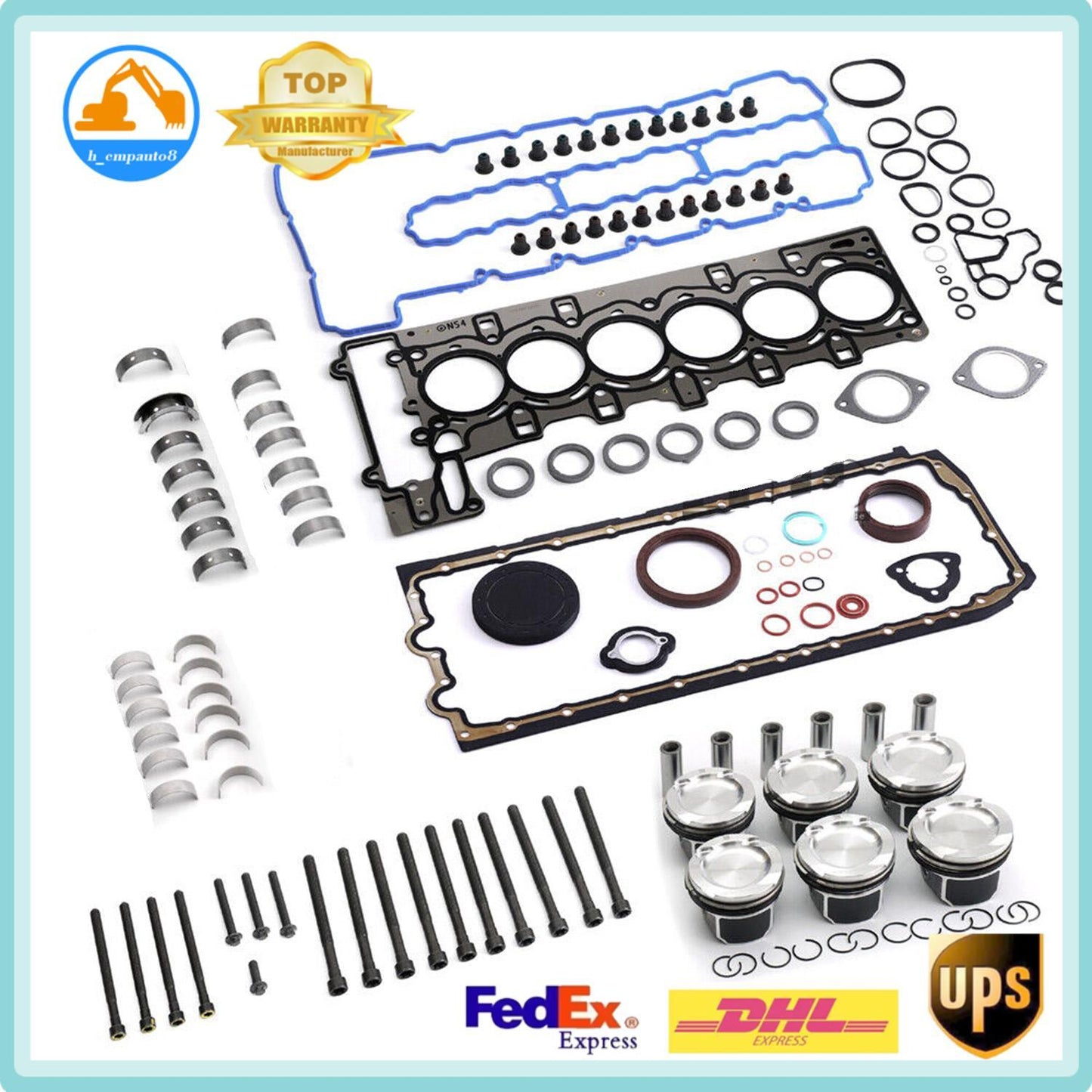 N54 Overhaul Engine Pistons Gasket Kit for BMW 335i E90 E92 E88 E60 E71 F02 3.0