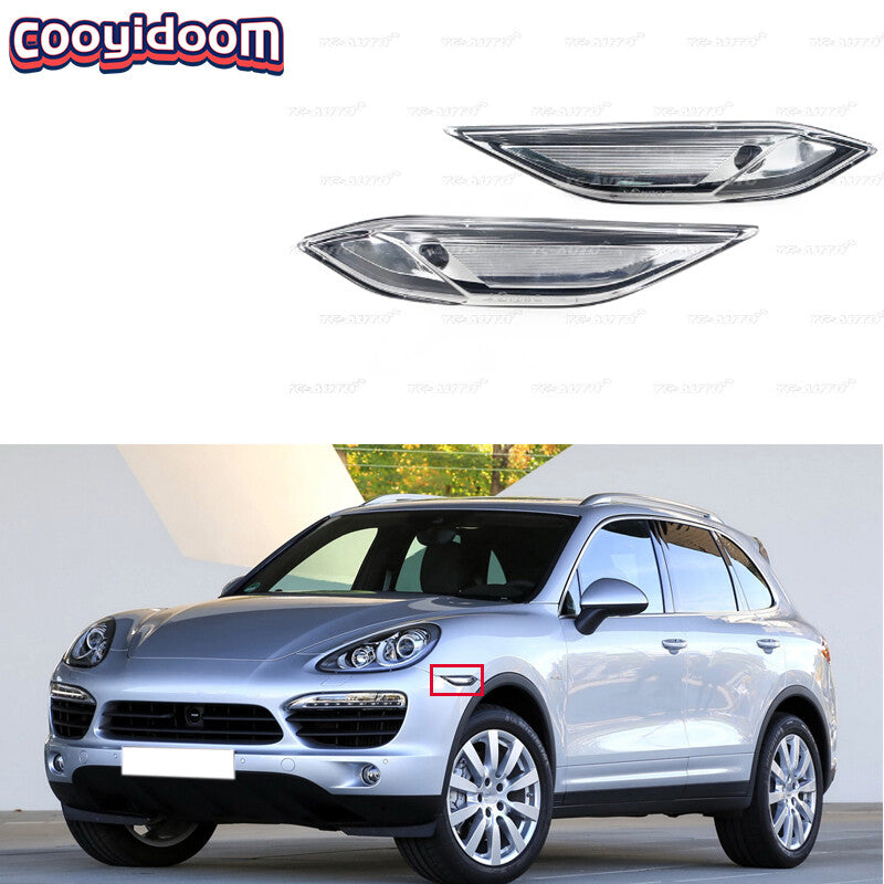 A pair of front fender lights converted to a single light for Porsche for Cayenne 958 2011-2014.