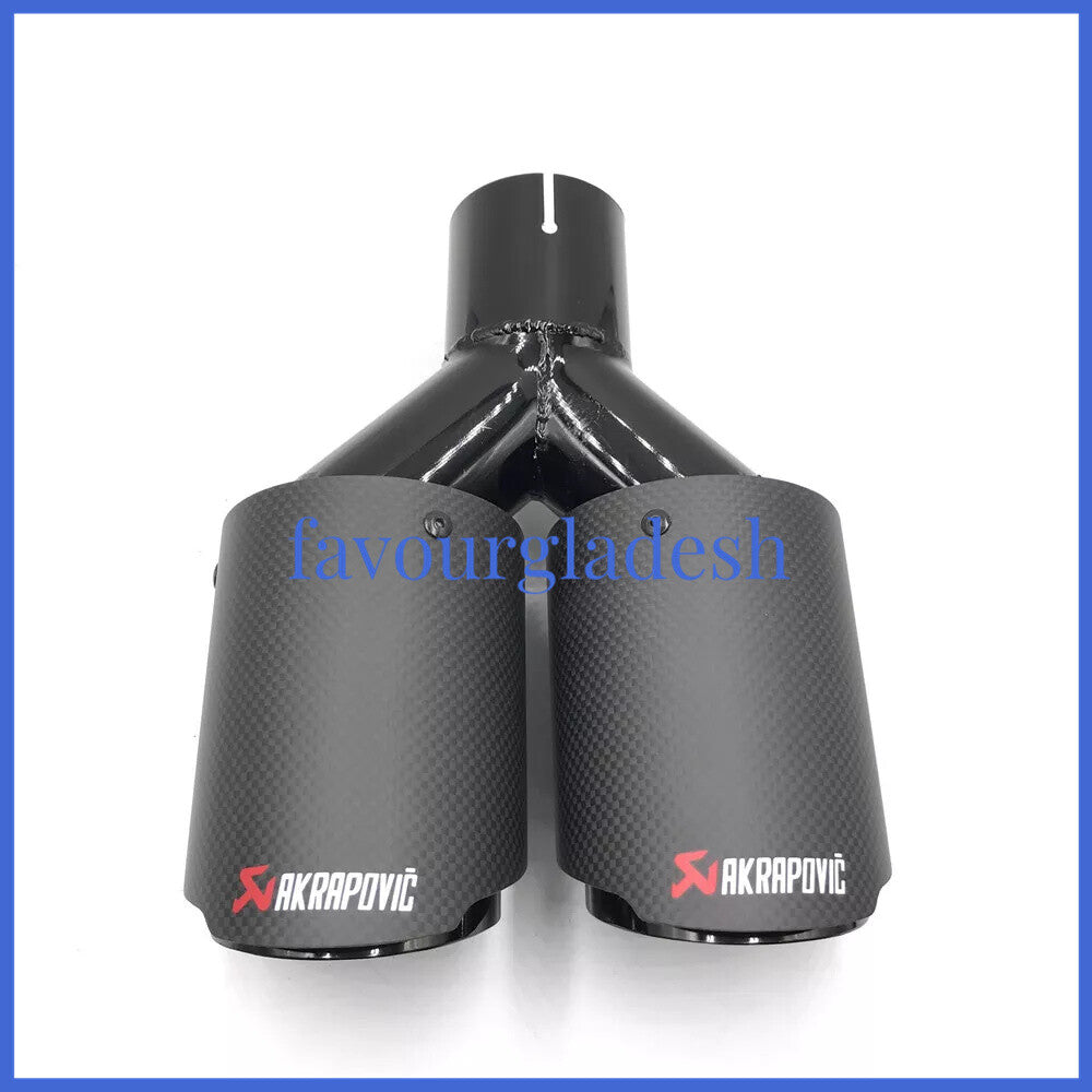 1PCS: ID:2.5 (63mm) OD:3.0 (76mm) Akrapovic Carbon Fiber Exhaust Tip Dual Pipe