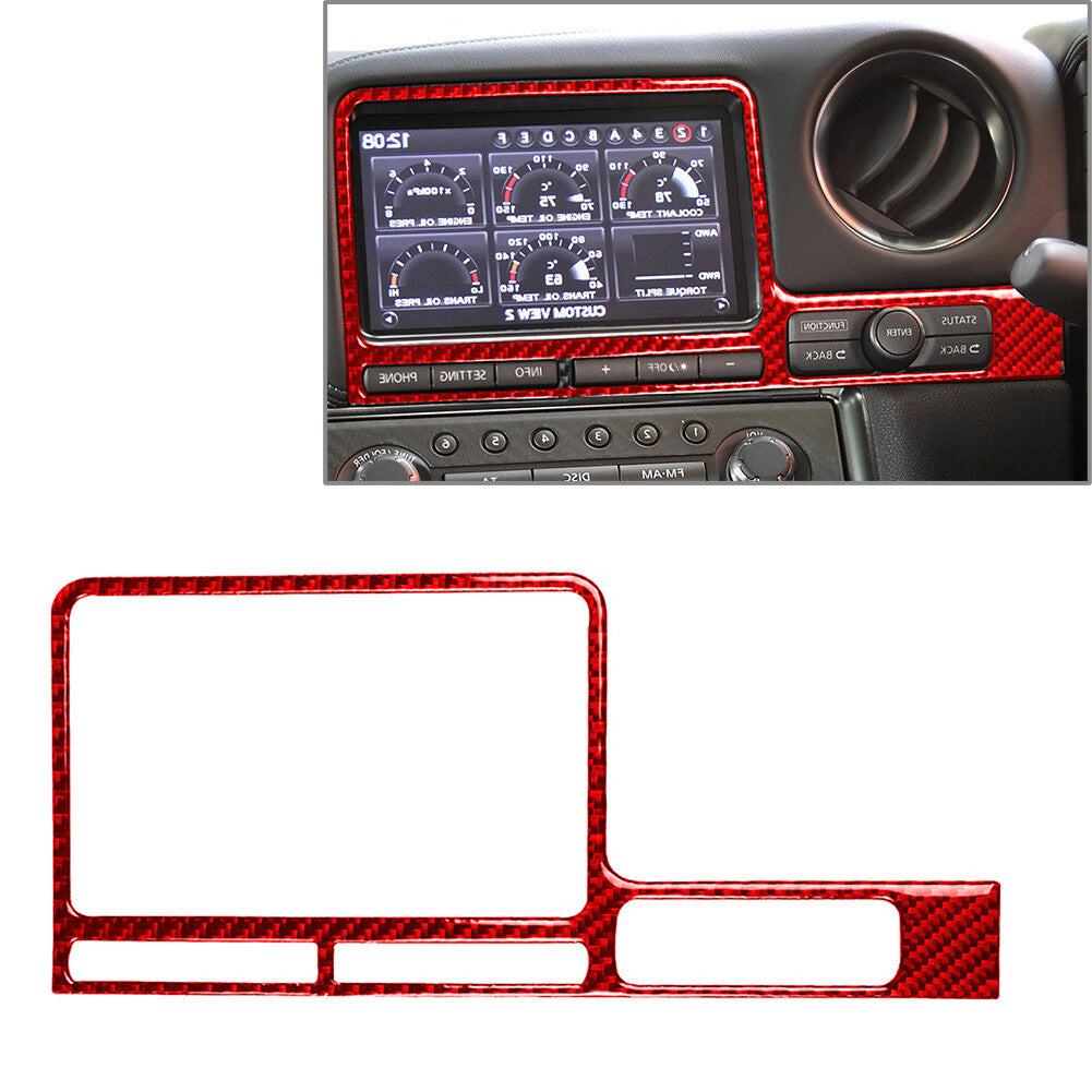 RHD Car Auto GPS Navigation Panel Cover Trim for Nissan GTR R35 2008-2016 Red