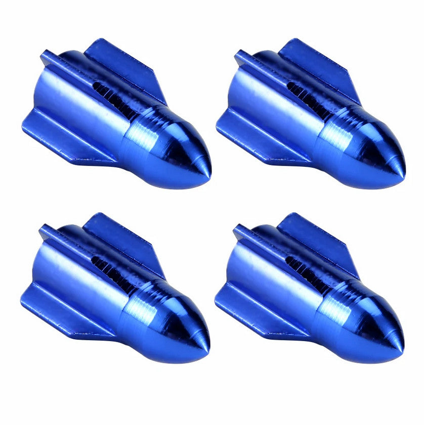 4-piece car tire valve cover rod air dust cover dustproof blue rocket for Toyota