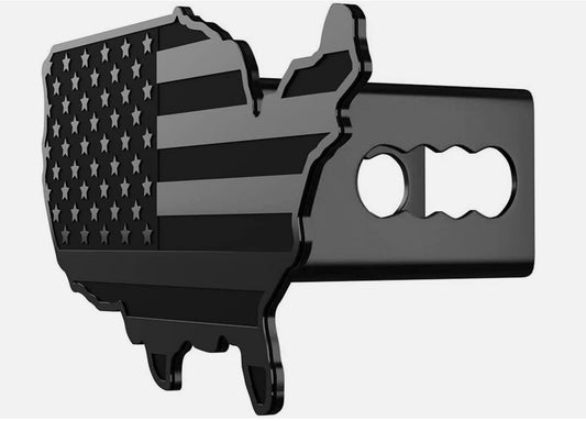 Car mount plug cap trailer tow receiver 3-inch American flag map black  for ford