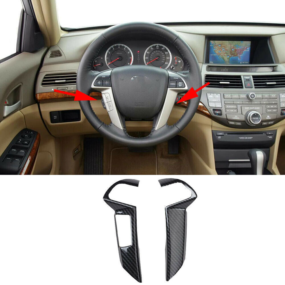 2P Carbon Fiber Look Steering Wheel Strips Cover Trim for Honda Accord 2008-2012