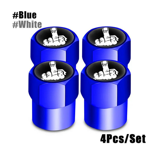 4-piece car tire valve cover rod air dust cover, blue, suitable for Nissan