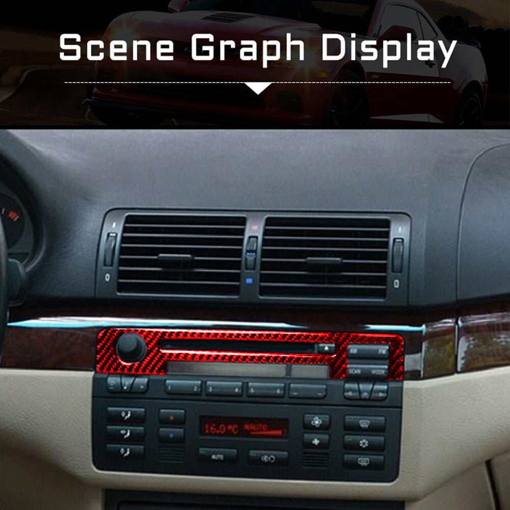 Red Carbon Fiber Central CD Console Sticker Trim for BMW 3 Series E46 1998-05