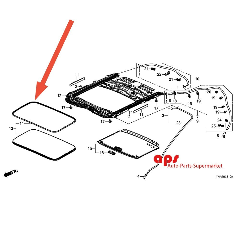 Sunroof Weatherstrip Seal for 2003-2007 for Honda Accord Pilot 70205-SDA-A01