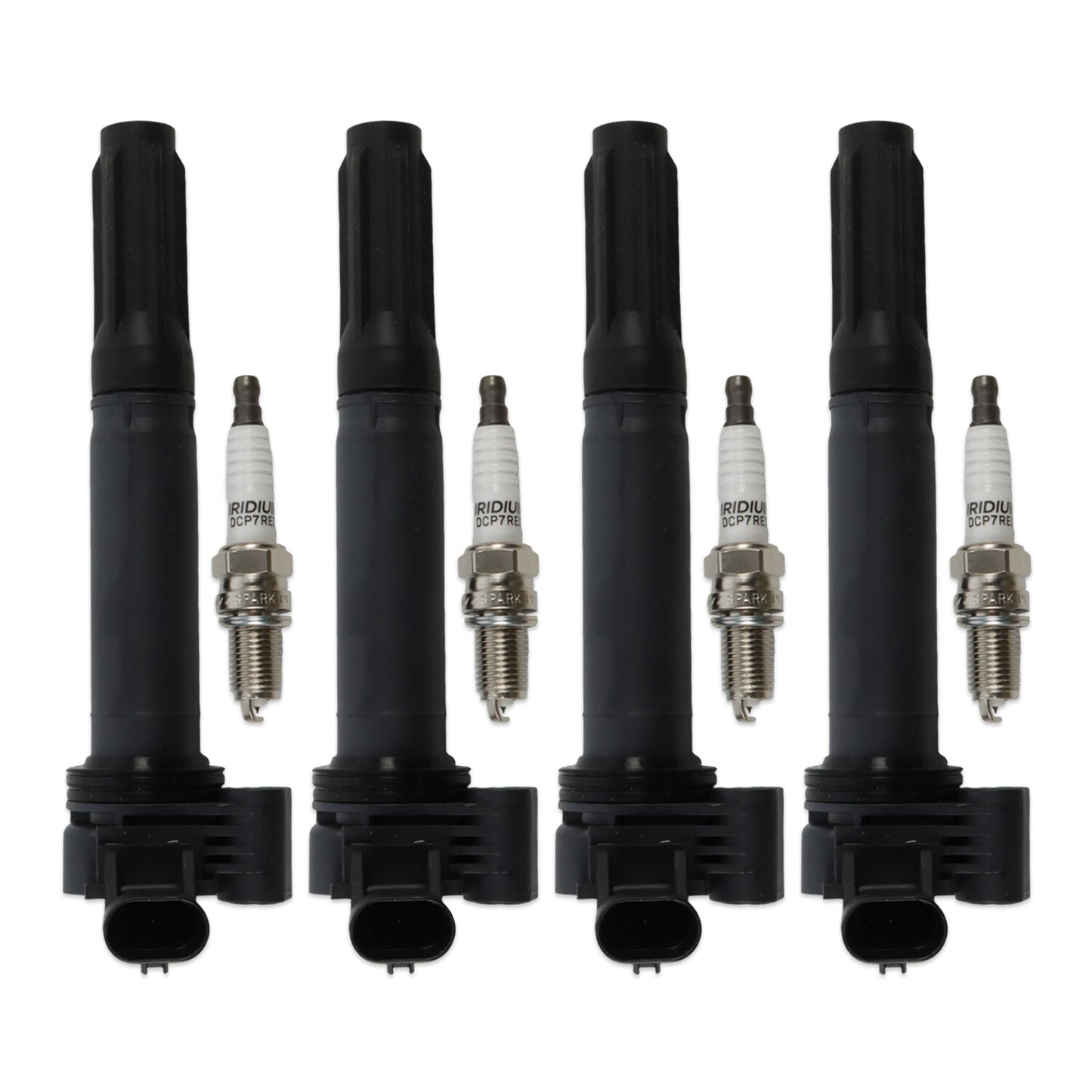 4Pcs Ignition Coil UF649 + Iridium Spark Plug 97637 for Fiat 500 2012-17 L4 1.4L