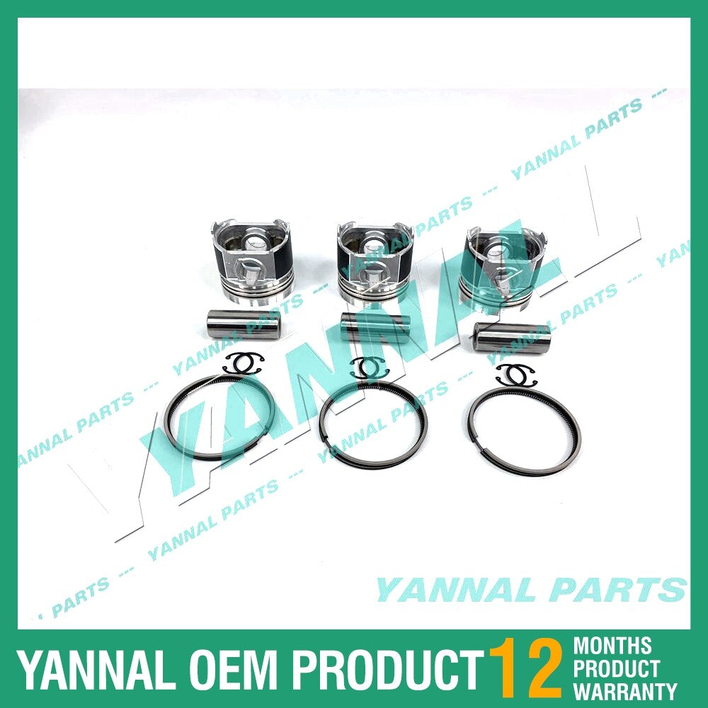 3-piece piston pack with piston rings + 0.5 mm for Yanmar 3TNV70 engine (oversized)